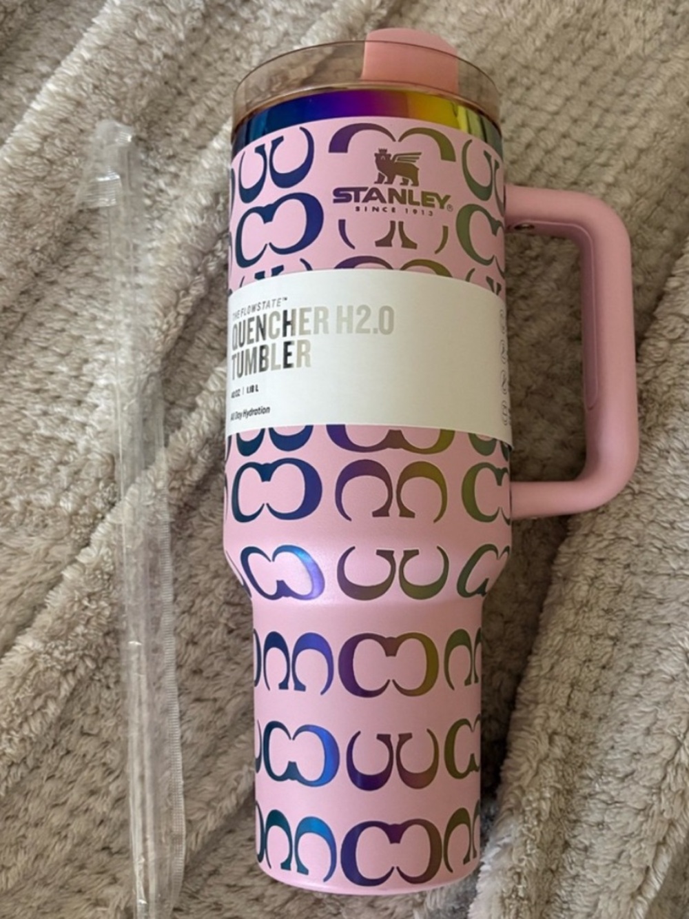 Stanley Pink Insulated Tumbler with oil slick Designer Logo NEW IN BOX